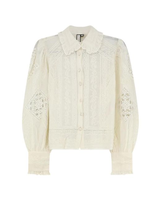 Scarlett Poppies White Lace-Detail Embroidered Top