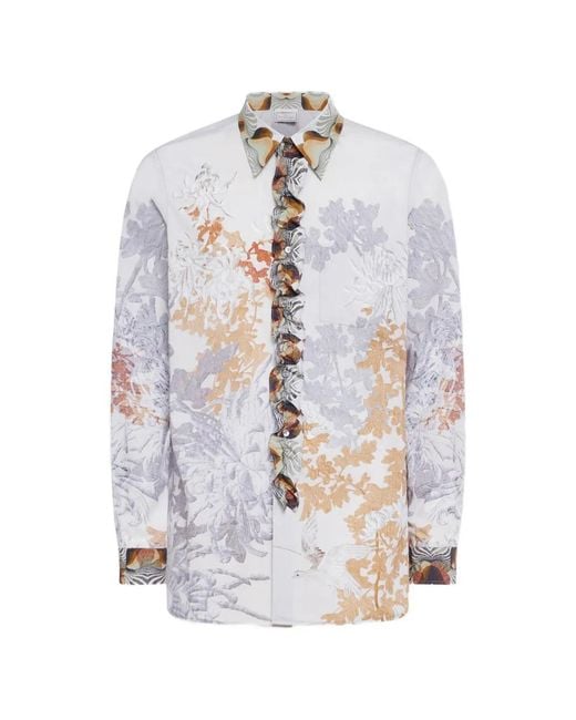 Pierre Louis Mascia White Diomede Ruffled Floral-Print Shirt