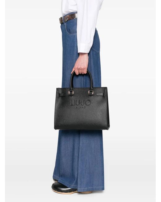 Liu Jo Black Large Logo-Embossed Tote Bag