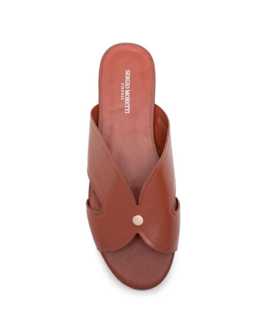 SERGIO MORETTI FIRENZE Pink Cut-Out Leather Slippers