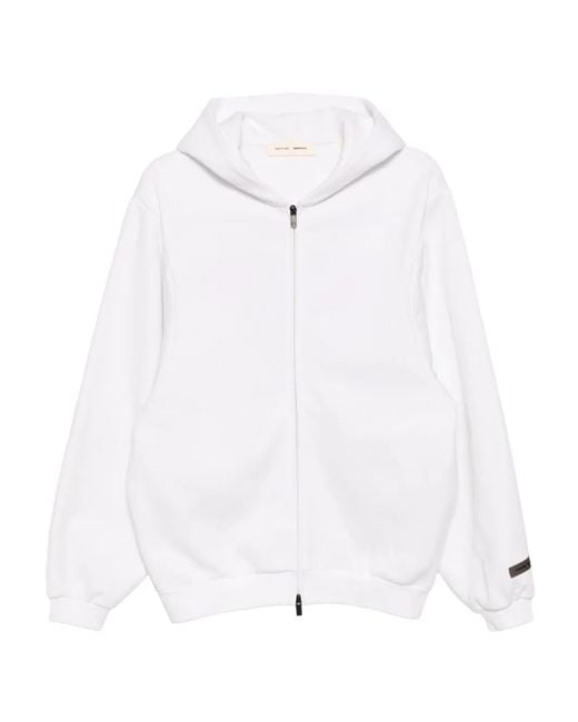 Fear Of God White Logo-Embroidered Hoodie