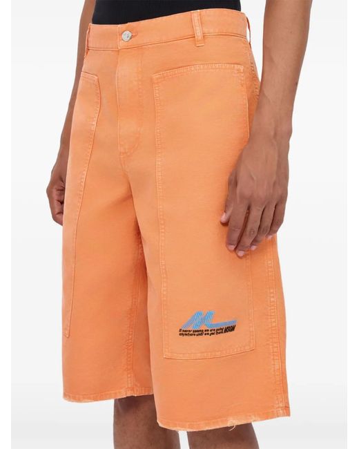 MSGM Orange Pocket Denim Shorts for men