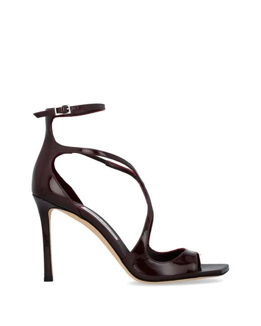 Jimmy Choo Black 95M Azia Leather Heeled Sandals
