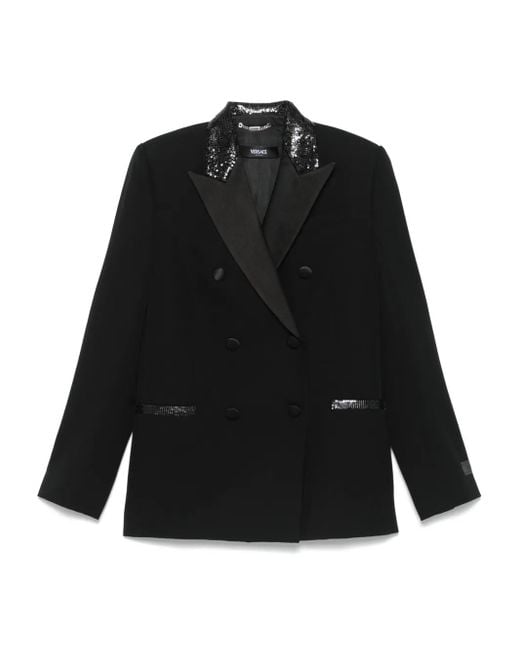Versace Black Sequin-Embellished Blazer