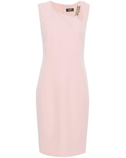 Liu Jo Crêpe Midi-jurk Met Kettingdetail in het Pink