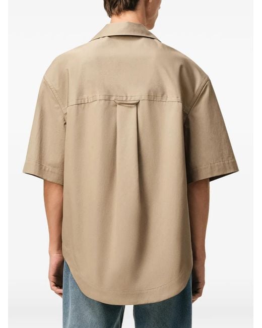 AMI Natural Short-Sleeve Camp-Collar Shirt