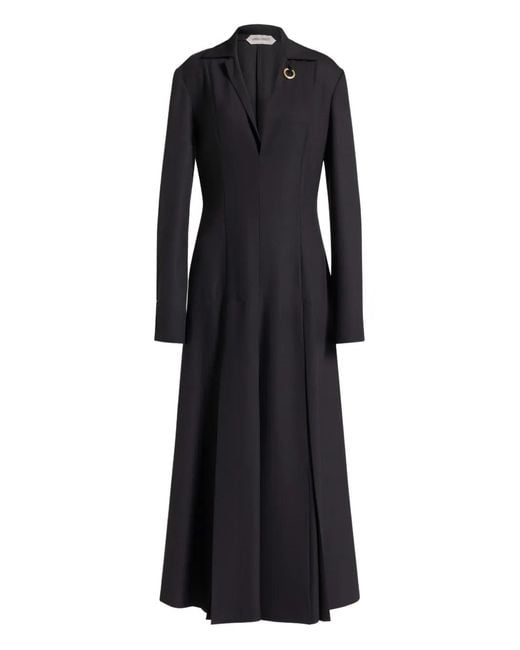 Alberta Ferretti Black Collar Midi Dress