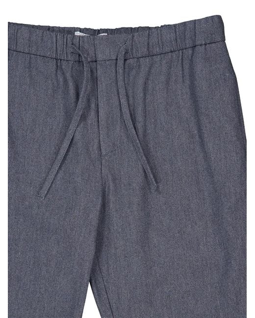 Frescobol Carioca Blue Oscar Herringbone-Pattern Trousers for men