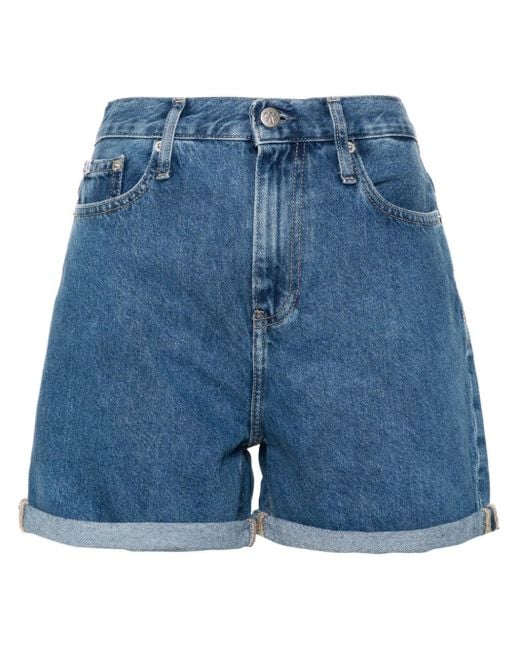 Calvin Klein Blue Jeans-Shorts mit hohem Bund