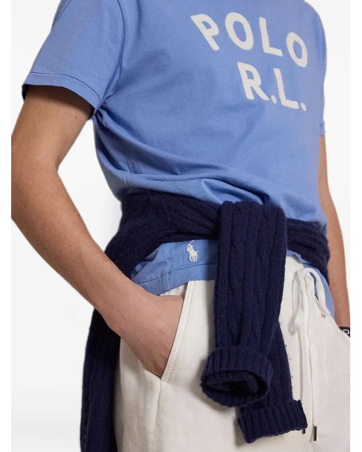 Polo Ralph Lauren Blue Logo-Print Cotton T-Shirt for men