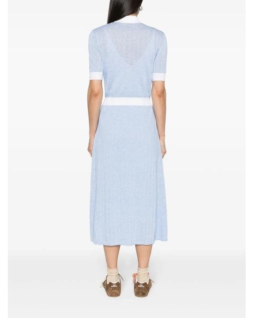 Boss Blue Polo-Collar Fine-Knit Dress