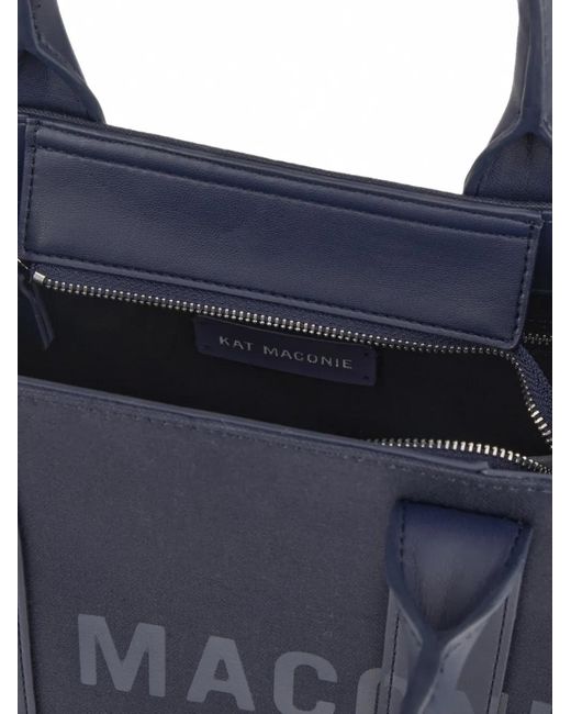 Kat Maconie Blue Small Bianca Logo-Print Tote Bag