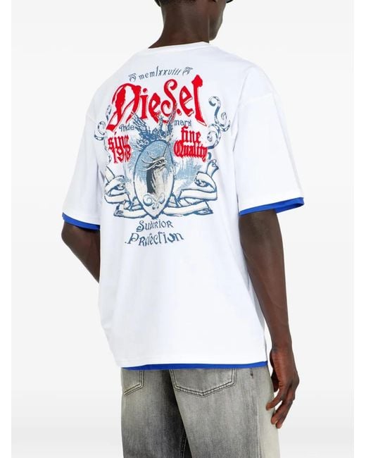 DIESEL White T-Shirt À Imprimé Graphique for men