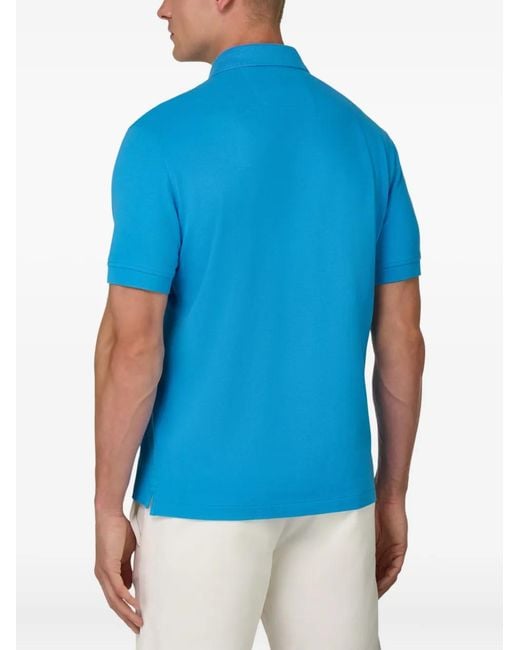 Boggi Blue Cotton-Piqué Logo Polo Shirt for men