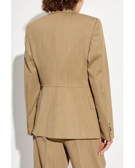 Burberry Natural Wool Twill Peak Lapel Blazer