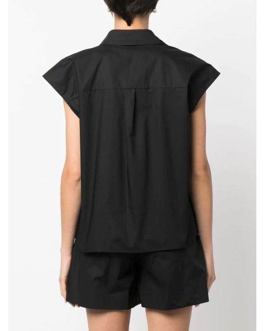 Woolrich Black Cap-Sleeves Cotton Shirt