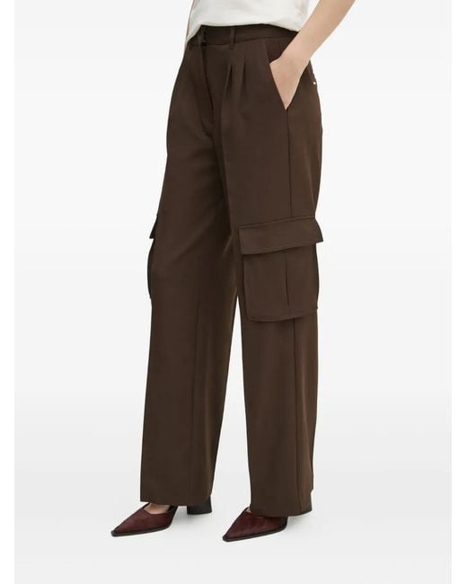 Guess Brown Pleated Cargo-Pocket Trousers