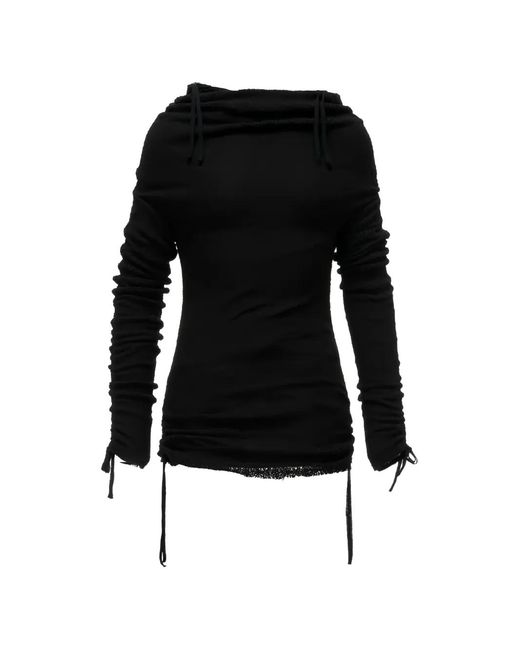 Limi Feu Black Gathered Drawstring Long-Sleeve T-Shirt