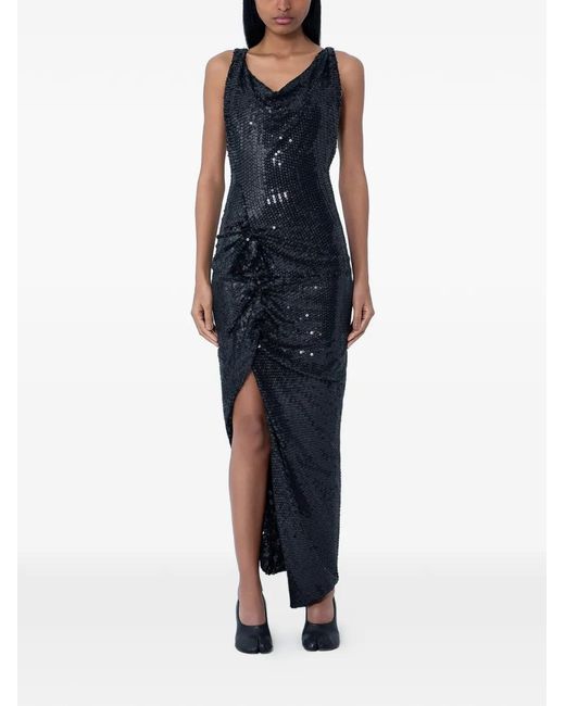 Vivienne Westwood Blue Sequined Cowl Neck Gown
