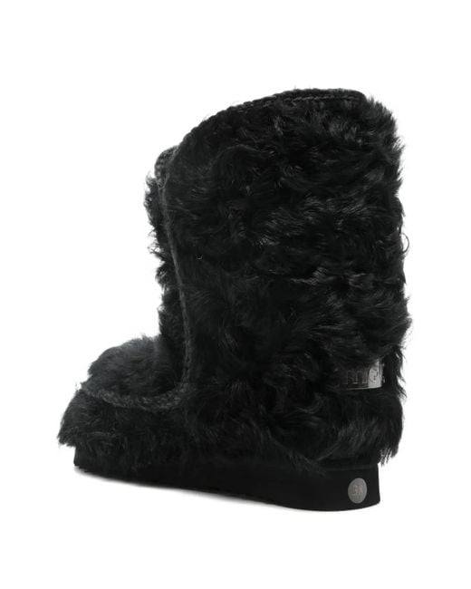 Mou Black Brushed-Effect Ankle Boots