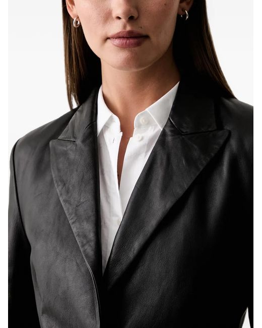 Trussardi Black Single-Breasted Leather Jacket
