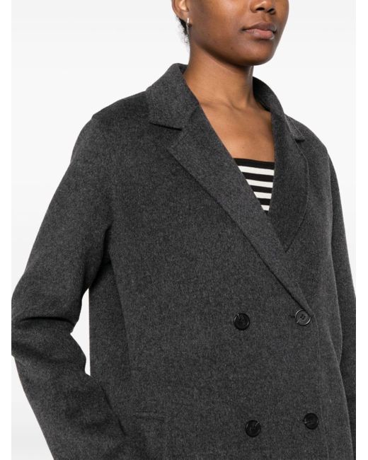 Claudie Pierlot Gray Double-breasted Felted Coat