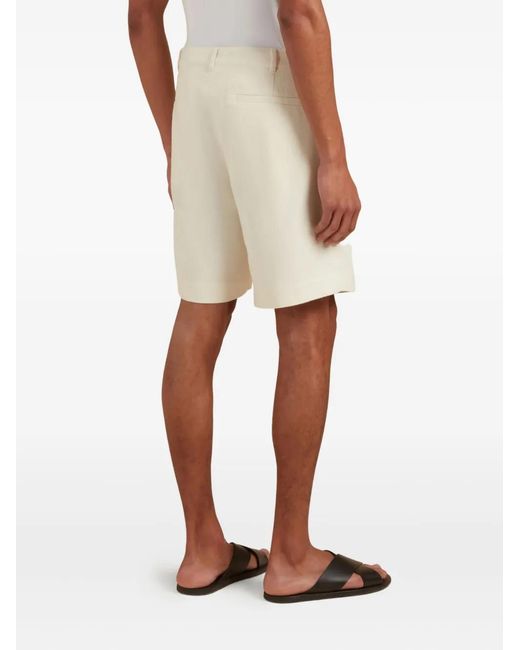 CHE White Pleated Cotton Shorts for men