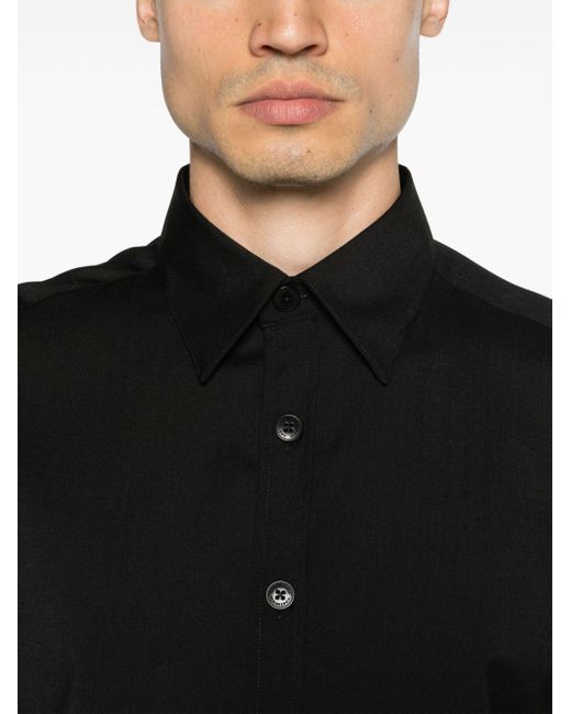 Costumein Black Short-sleeve Lightweight-wool Shirt for men