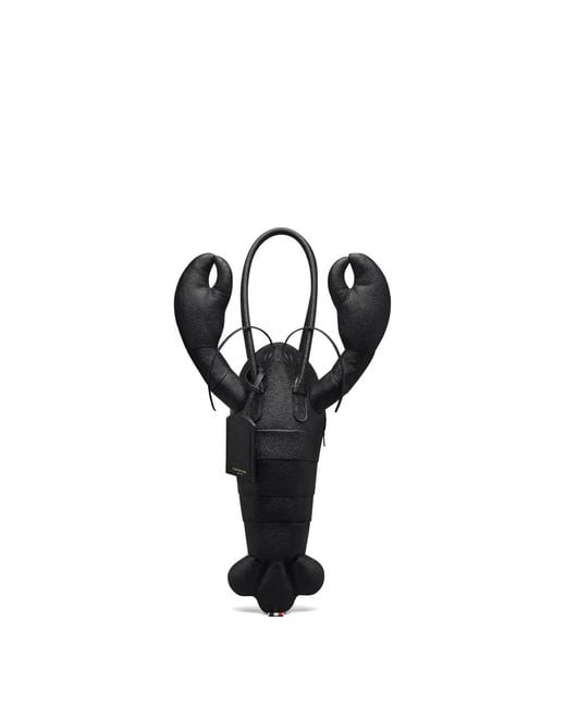 Thom Browne Black Lobster-Motif Leather Tote Bag