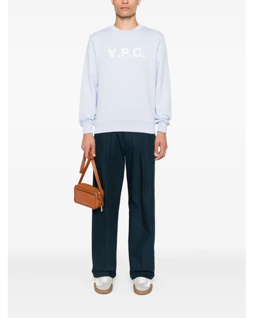 A.P.C. White Logo-Print Crew-Neck Sweatshirt for men