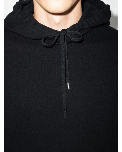 Sunspel Black Drawstring Cotton Hoodie for men