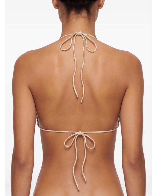 Isa Boulder White Macramé Triangle Bikini Top