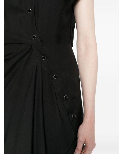 Pinko Black Drapiertes Kleid mit klassischem Kragen