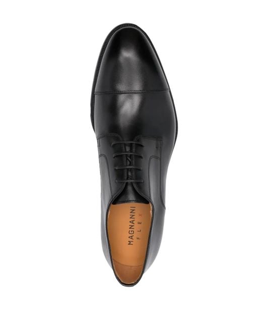 Magnanni Shoes Black Harlan Leather Derby Shoes for men