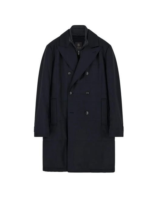 Boggi Blue Double-Breasted Padded Coat With Removable Bib for men