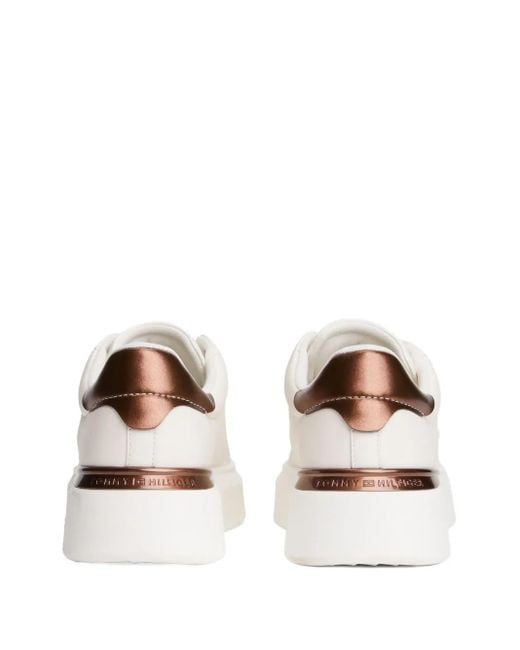 Tommy Hilfiger Natural Logo Leather Sneakers