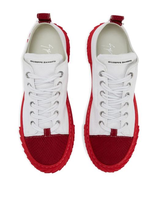 Giuseppe Zanotti Red Blabber Panelled Serrated-Sole Sneakers for men
