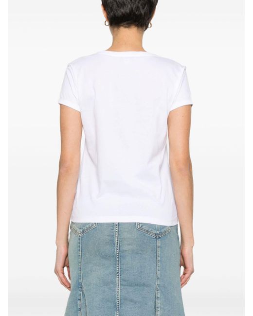 Twin Set White Clover-print Cotton T-shirt