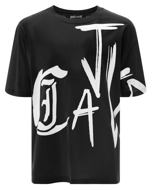 メンズ Just Cavalli ロゴ Tシャツ Black