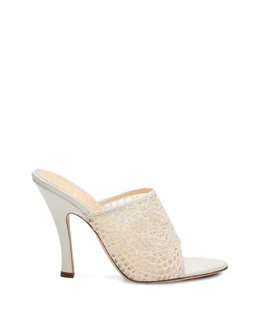 Magda Butrym White Crochet-Knit Open-Toe Mules