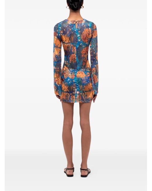 Donde Esteban Blue El Beso Mesh Mini Dress