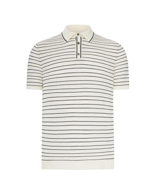 Roberto Collina White Striped Knitted Polo Shirt for men