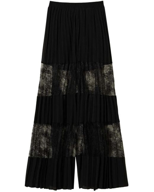 Twinset Black Pleated Georgette Trousers