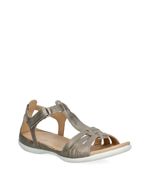 Ecco Natural Sandales Flash En Cuir Métallisé