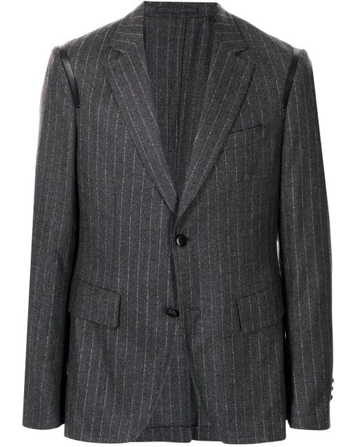 Ferragamo Black Leather-Trim Suit Jacket for men