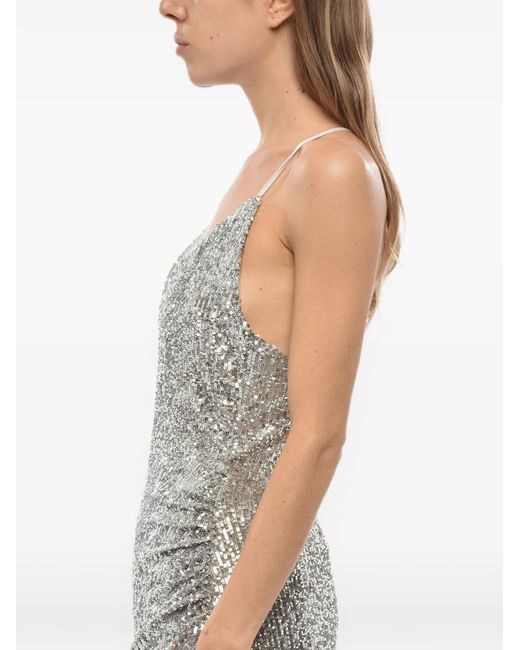 Balmain Metallic Sequin-Embellished Slit Maxi Dress