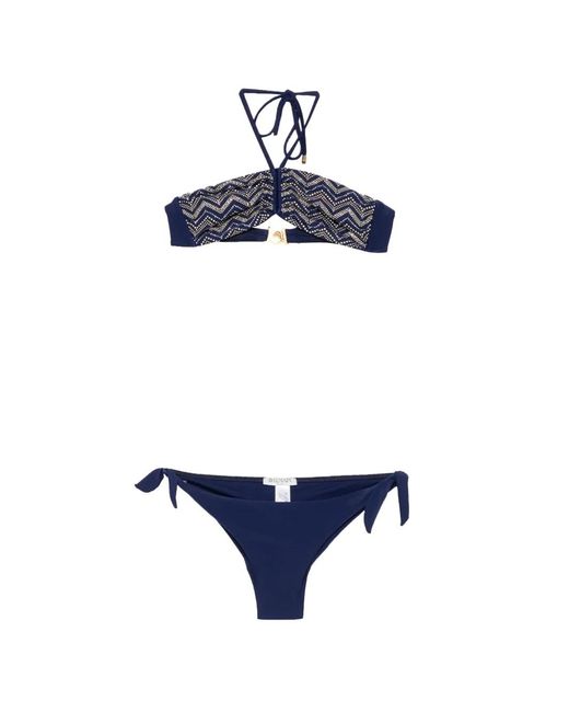 Balmain Blue Embellished Bikini