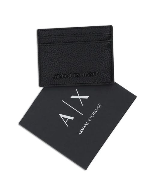 ARMANI EXCHANGE Black Logo-Plaque Cardholder for men