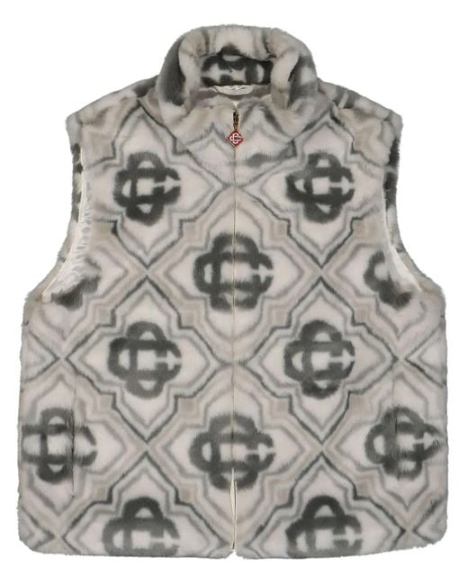 Casablanca Gray Monogram-Pattern Gilet for men