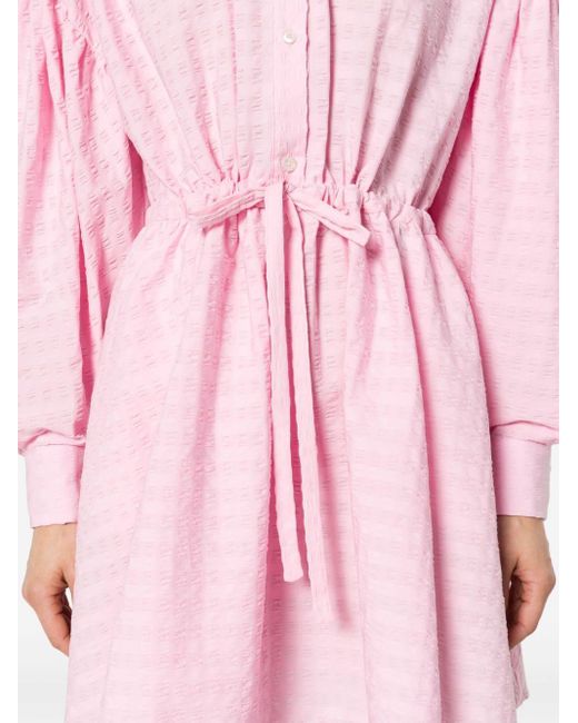 MSGM Pink Textured-finish Balloon-sleeve Dress